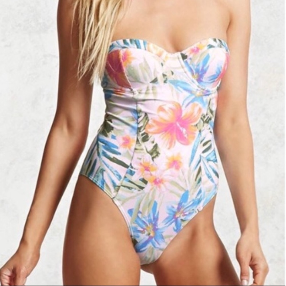 FOREVER 21 TROPICAL ONE PIECE SWIMSUIT